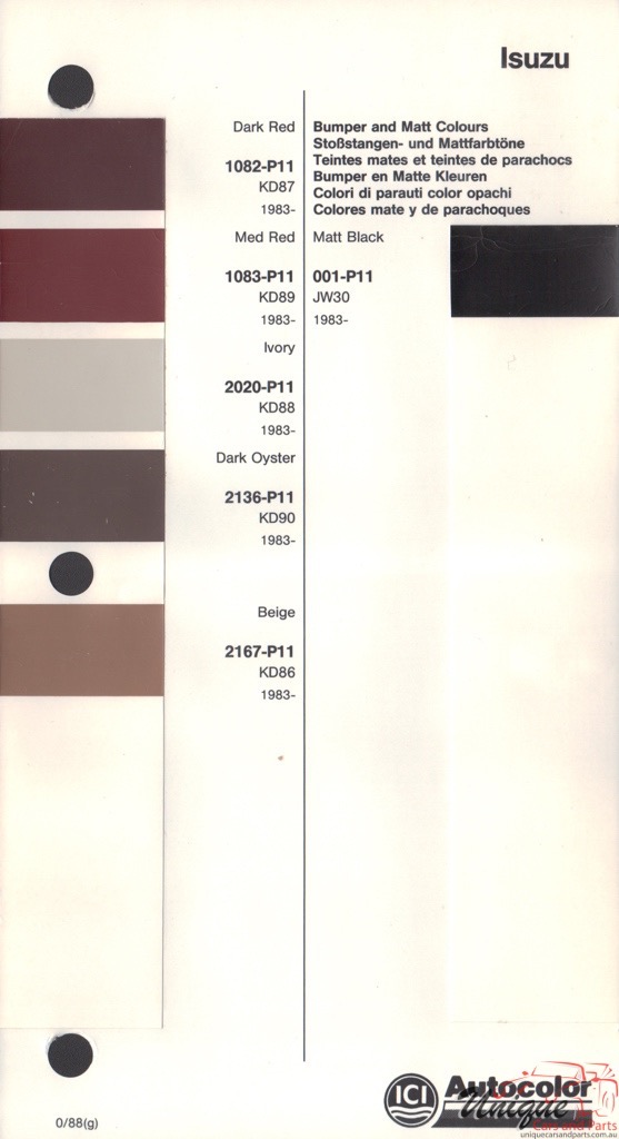 1983-1984 Isuzu Paint Charts Autocolor